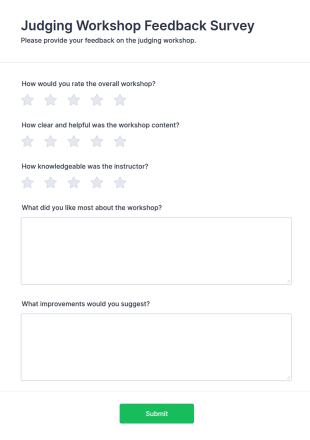 Judging Workshop Feedback Survey Form Template