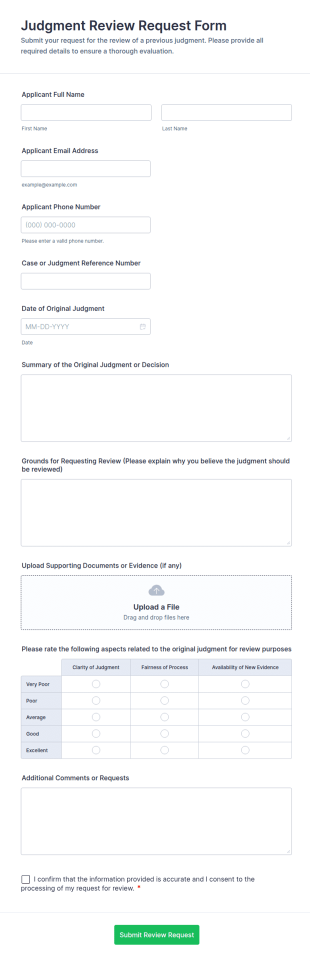 Judgment Review Request Form Template