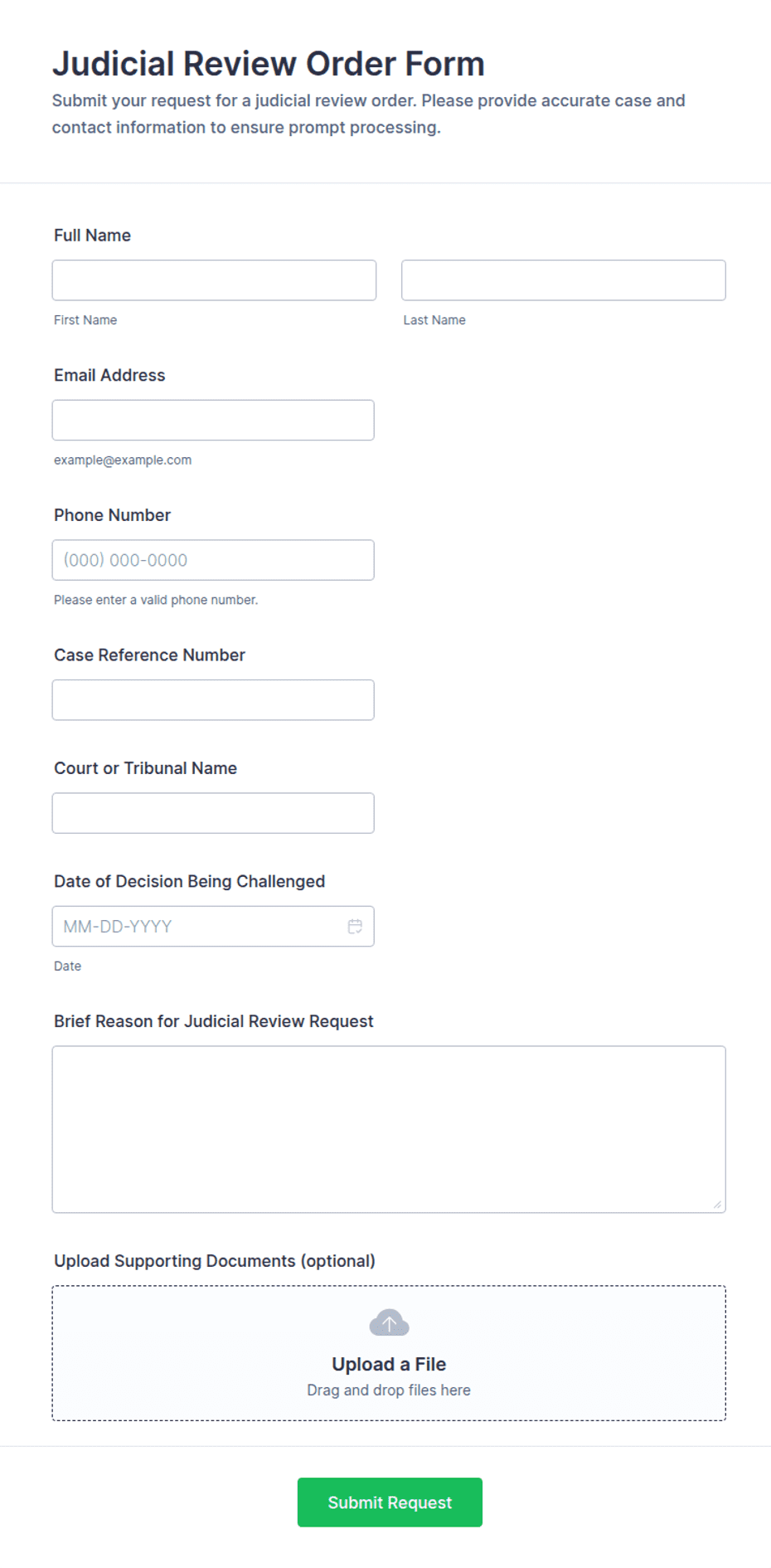 Rating Templete Judicial Review Order Form Template | Jotform