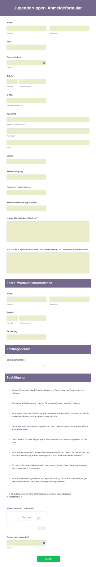 Jugendgruppen Anmeldeformular