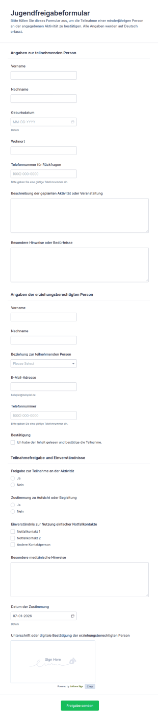 Jugendschutz Erklärung Für Veranstaltungen
