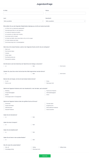 Jugendumfrage Form Template