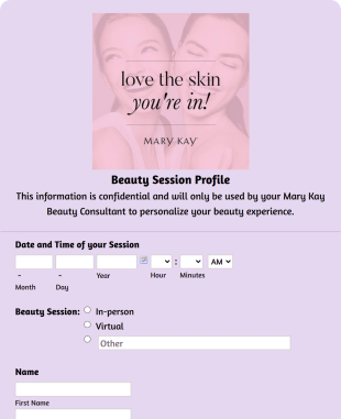 Mary Kay Beauty Profile By Julie Potts Form Template