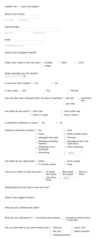 Juliette’s Healthy Hair Consultation Form Template