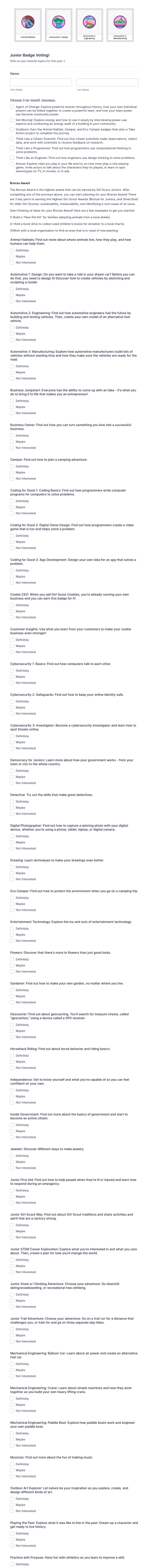 Girl Scout Badge Voting Form Template