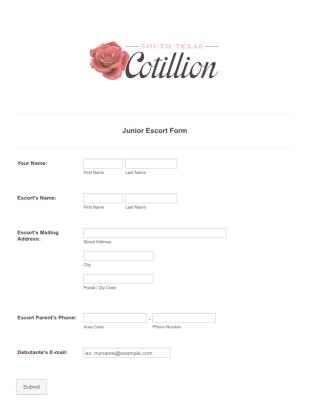 Ball Junior Escort Form Template