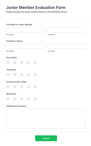 Junior Member Evaluation Form Template