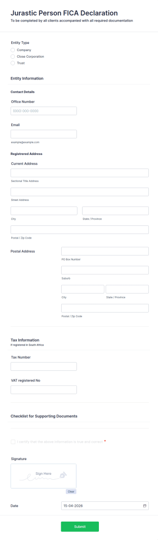 Business Entity Compliance Declaration Form Template