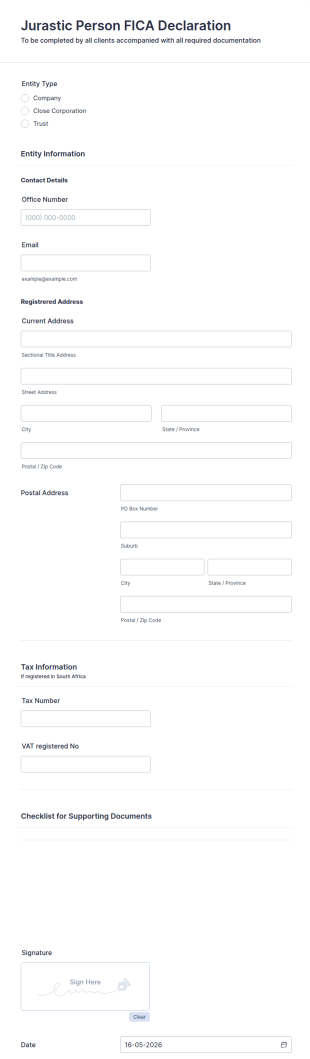 Business Entity Compliance Declaration Form Template