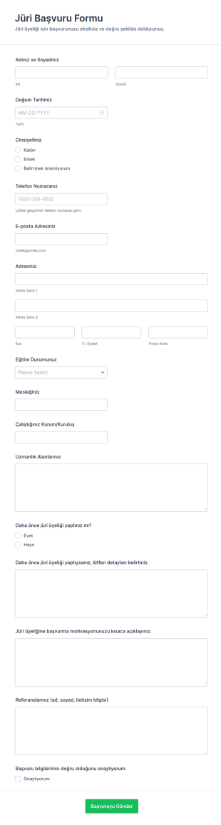 Jüri Başvuru Form Şablonu