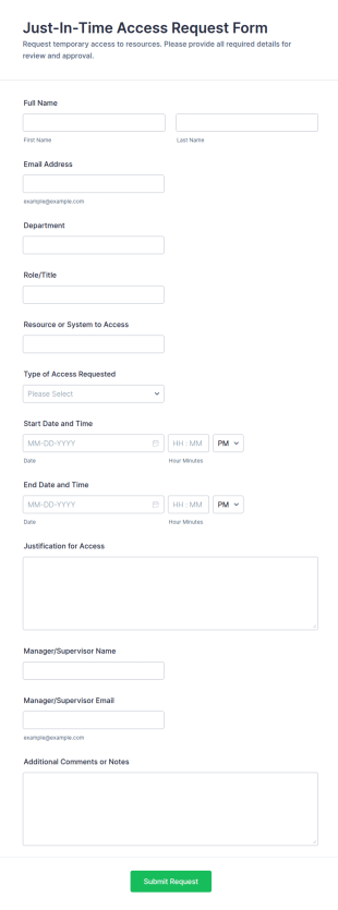 Just In Time Access Request Form Template