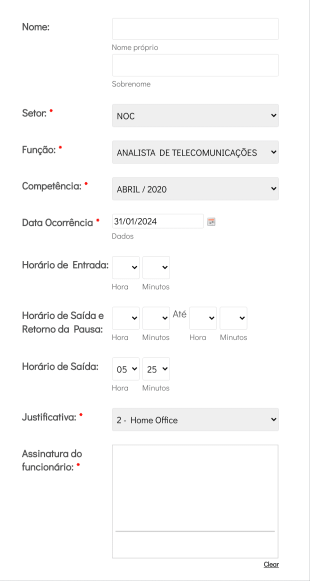 Justificativa De Ponto Form Template