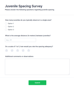 Juvenile Spacing Survey Form Template