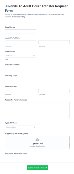 Juvenile To Adult Court Transfer Request Form Template