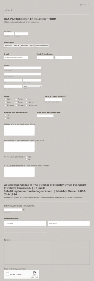 Kaa Partnership Enrollment Form. Form Template