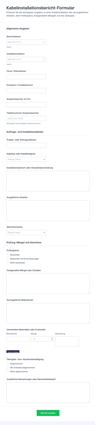 Kabelinstallationsbericht
