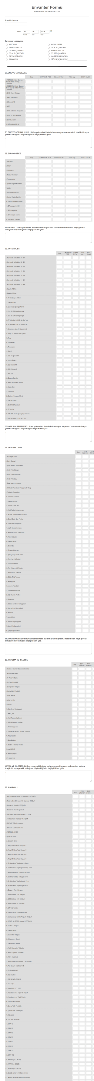 Kahraman Envanter Form Template