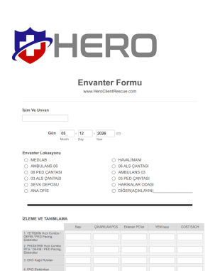 Kahraman Envanter Form Şablonu