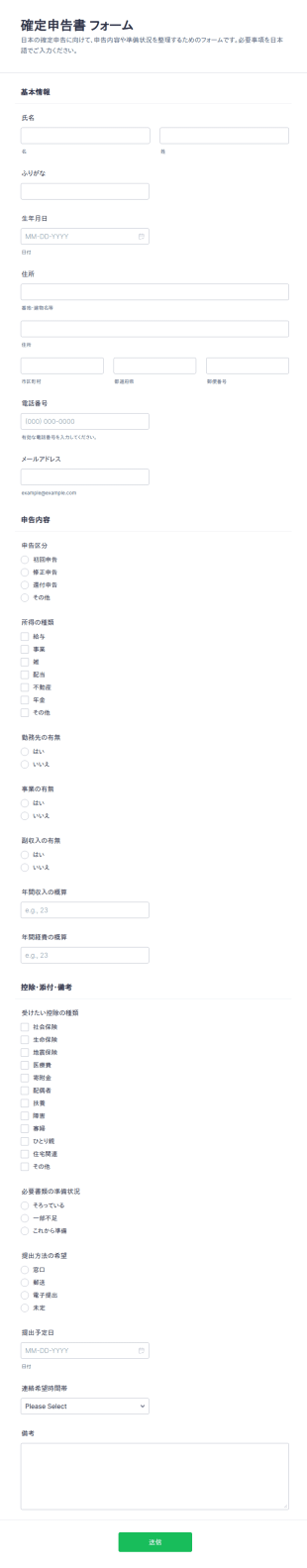 確定申告書チェックリスト