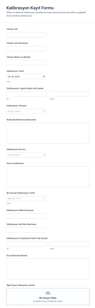 Kalibrasyon Form Şablonu