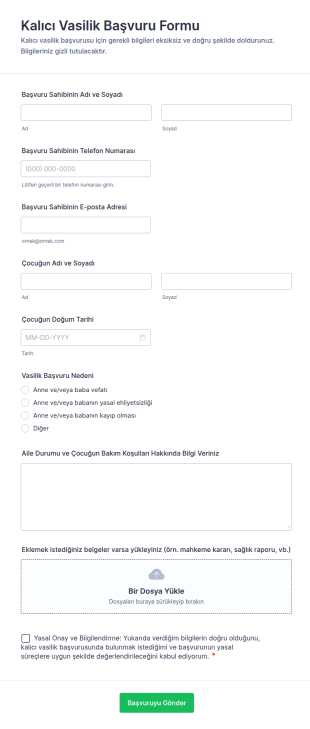 Kalıcı Vasilik Başvuru Form Şablonu