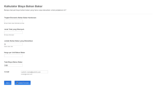 Kalkulator Biaya Bahan Bakar Form Template