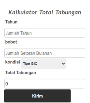Kalkulator Total Tabungan