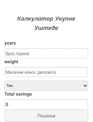 Калкулатор Укупне Уштеде