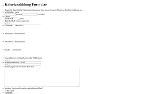 Kalorienzählung Formular