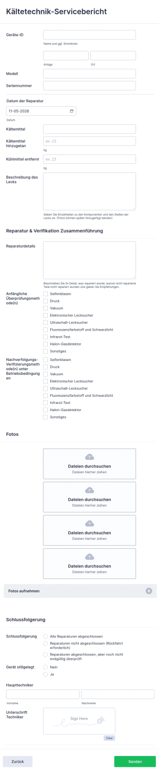Kältetechnik Servicebericht