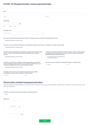 Kampaamon COVID 19 Vastuuvapauslomake