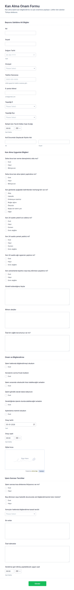 Kan Alımı Rıza Form Şablonu