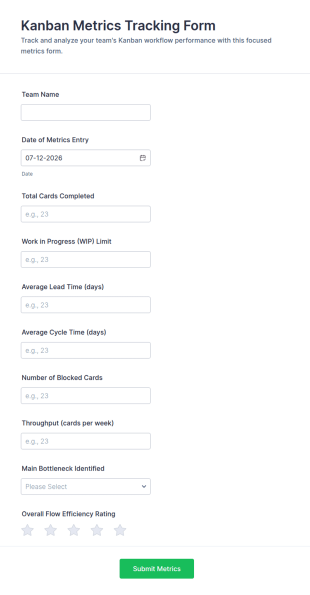 Kanban Metrics Tracking Form Template