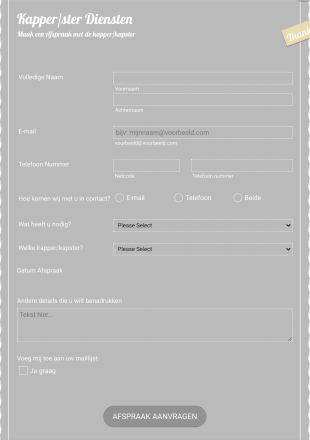 Kapper Afspraak Aanvraagformulier Form Template