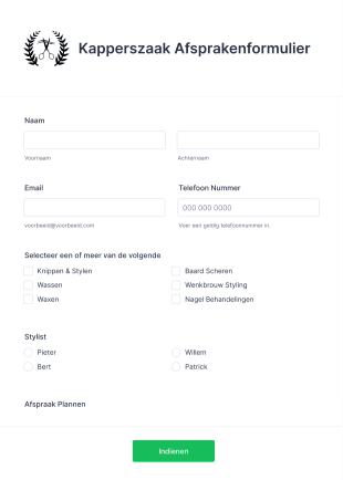 Kapperszaak Afsprakenformulier Form Template
