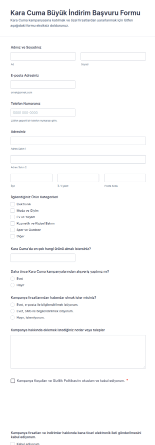 Kara Cuma Büyük Kampanya Formu 🎉🛍️🖤 Form Şablonu