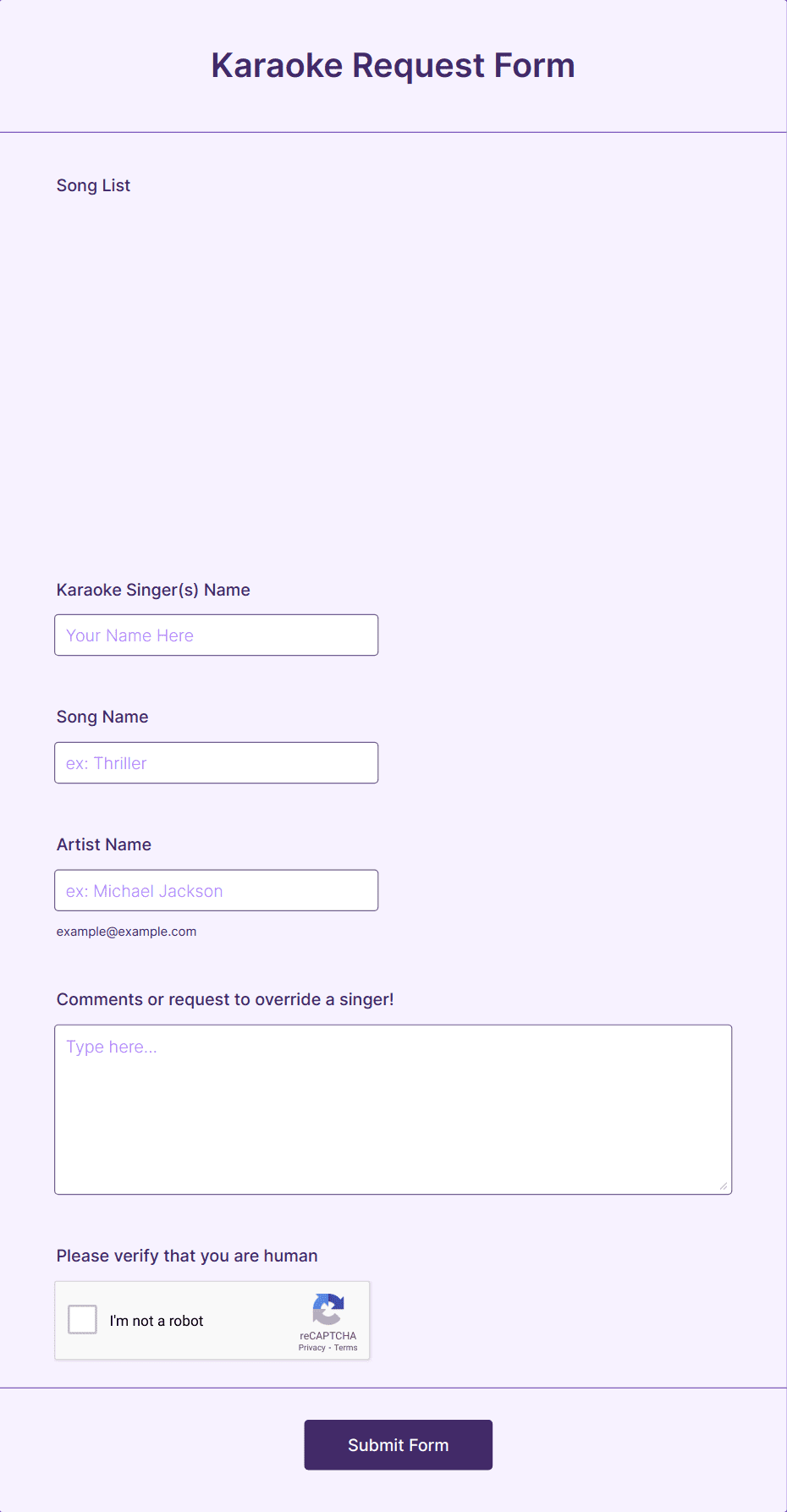 Karaoke Request Form Template | Jotform karaoke-request-form-template-jotform