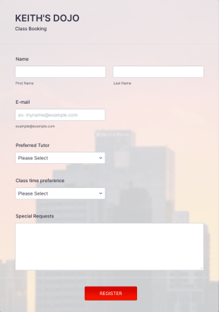 Karate Booking Form Template