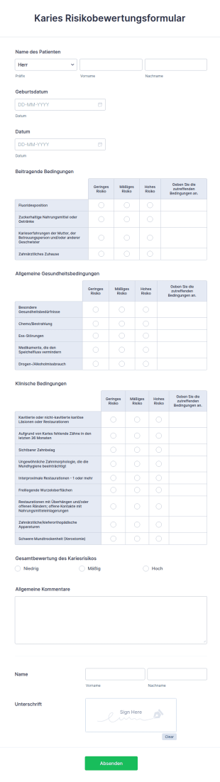 Karies Risikobewertungsformular
