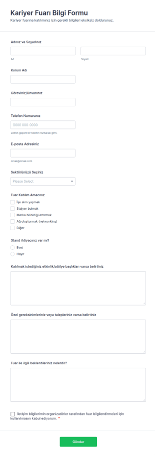 Kariyer Fuarı Bilgi Form Şablonu