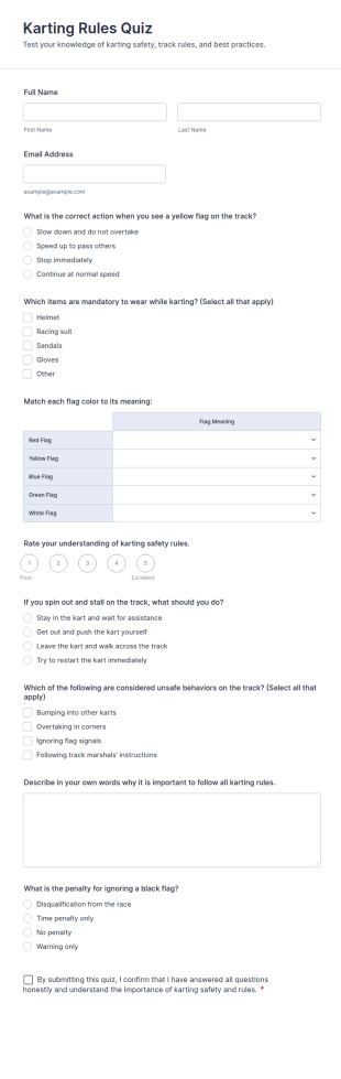 Karting Rules Quiz Form Template