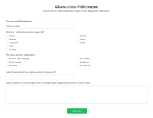 Fragebogen Zu Käsekuchen Präferenzen