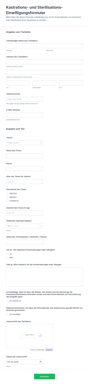 Kastrations Und Sterilisations Einwilligungsformular