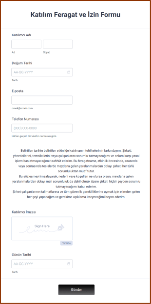 Katılım Feragat Ve İzin Form Şablonu