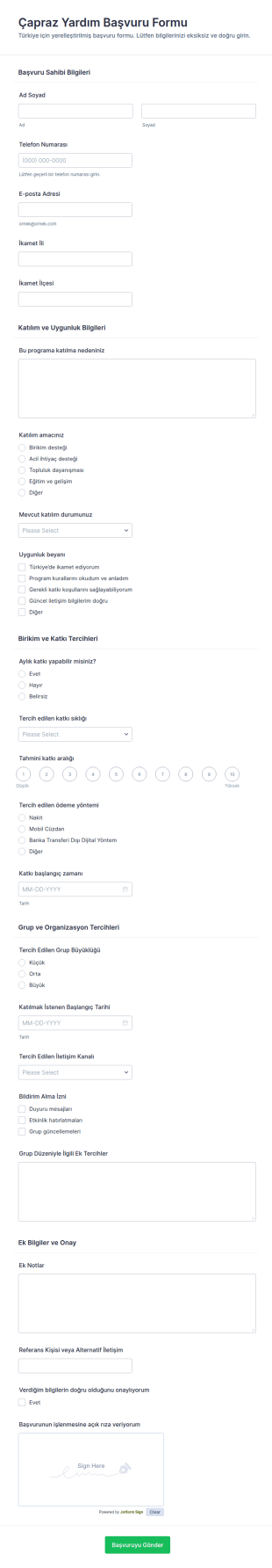 Katılım Hakkı Başvuru Form Şablonu