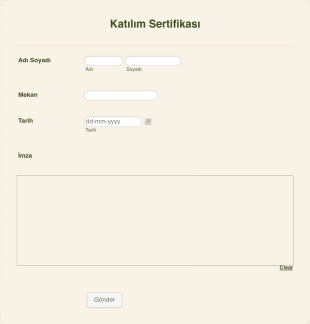 Katılım Sertifikası Form Template