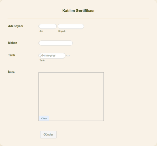 Katılım Sertifikası Form Şablonu