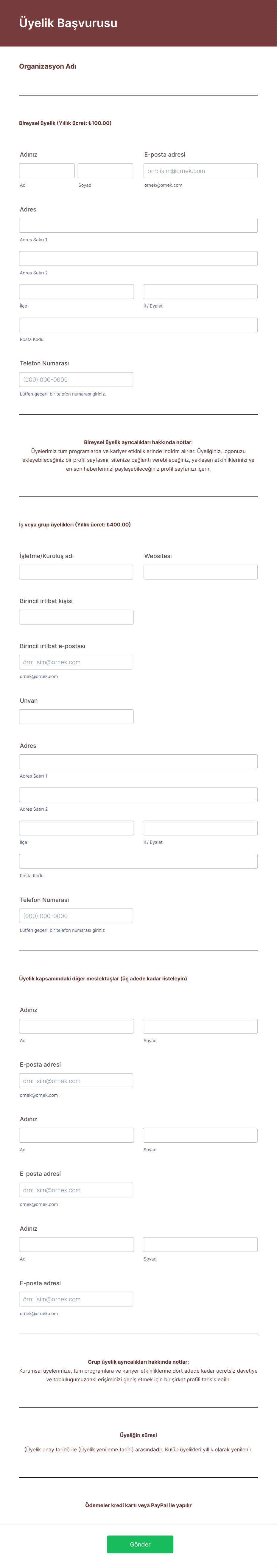 Katılımcı Başvuru Formu