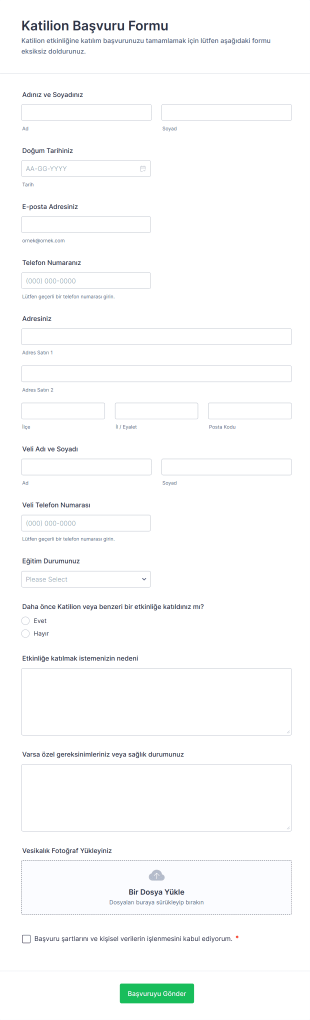 Katilion Başvuru Form Şablonu