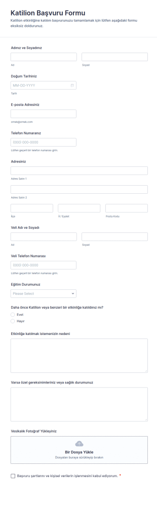 Katilion Başvuru Form Şablonu